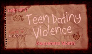 Image for Dating Violence Awareness Month with the text 'Teen Dating Violence', raising awareness about the prevalence of dating violence among teenagers.