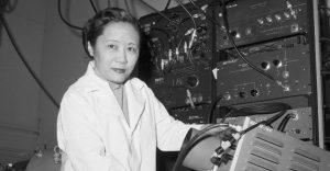 Portrait of Chien Shiung Wu, the "First Lady of Physics", recognized for her groundbreaking work on the Manhattan Project and the Wu experiment, which challenged the law of conservation of parity.