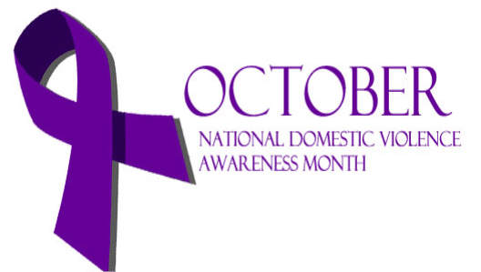 Image representing Domestic Violence Awareness Month, featuring a purple ribbon, the symbol for domestic violence awareness, against a background conveying support and solidarity.