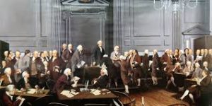 Image depicting the 'Declaration of Independence' by John Trumbull, painted in 1819.