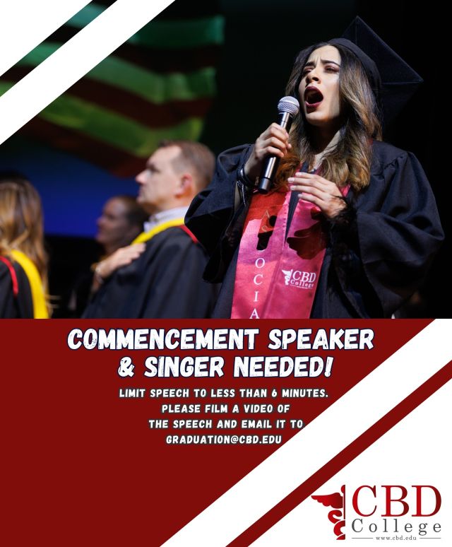 Spread the Word! We are looking for our talented speakers and singers of this graduating class to take the stage 🎤👩‍🎓Start working on those submissions! #cbdcollege #gradspeaker