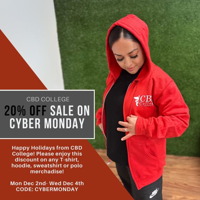 Happy #CyberMonday CBD Scholars!  Treat yourself this holiday to a special 20% off on any item from the merch store, our treat 😌Use code “CYBERMONDAY” in our shop, link in bio! #merch #cbdcollege #cybermondaysale